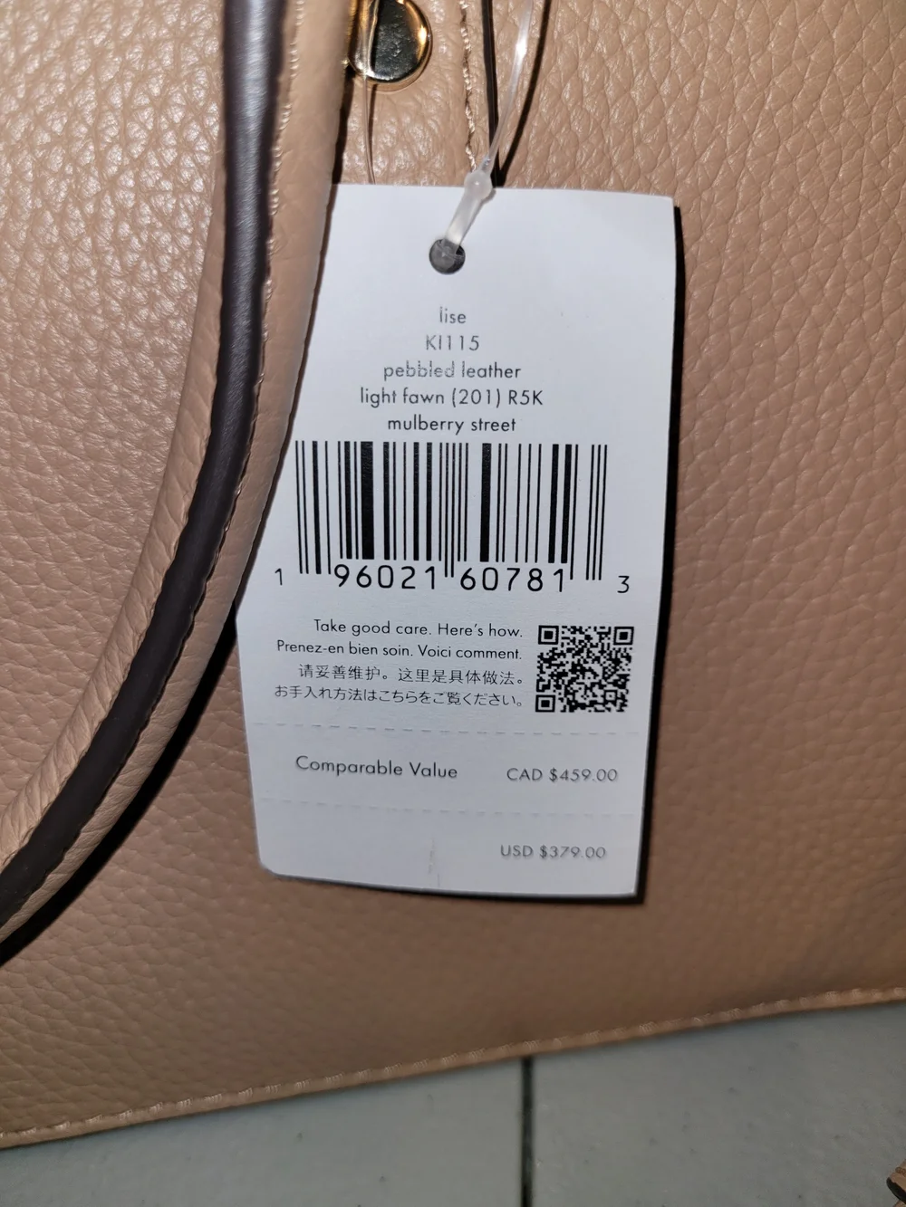 kate spade Pebbled Leather Satchel in Light Fawn Mulberry Street